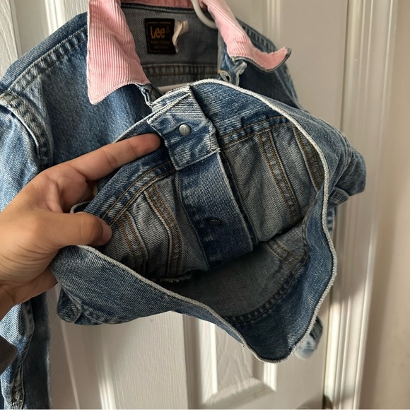 Lee Vintage Girl’s Denim Jacket Pink Corduroy Collar Size 8 - Picture 12 of 13